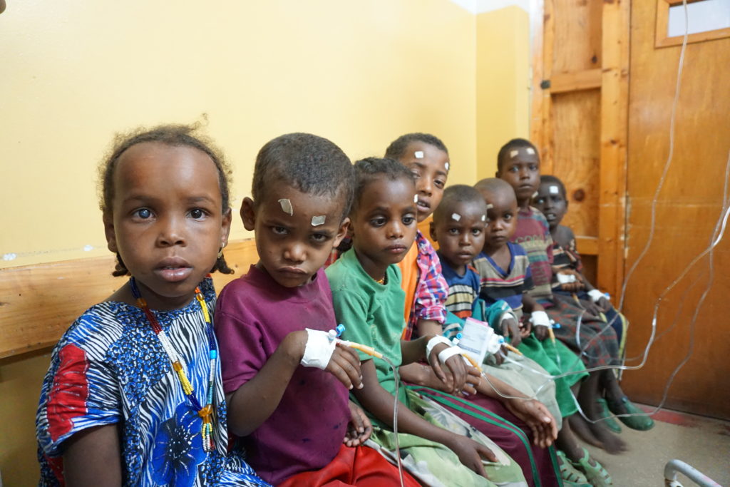 The last day of the camp we often do children as we coordinate with the anesthesia team.  These kids are waiting to have cataract surgery.
